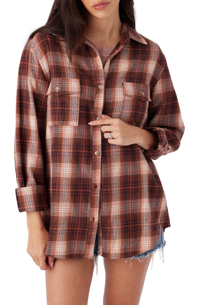 O'Neill Brooks Oversize Flannel Button-Up Shirt, Main, color, Sierra
