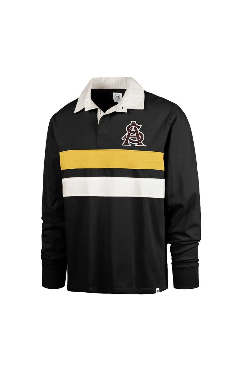 '47 Men's '47 Black Arizona State Sun Devils Clubhouse Knox Thames Long Sleeve Rugby Polo, Alternate, color, Black