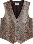 MIDNIGHT RODEO Tombstone Snakeskin Embossed Leather Vest