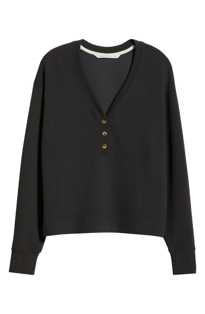 Free Fly V-Neck Waffle Henley, Alternate, color, Black Sand