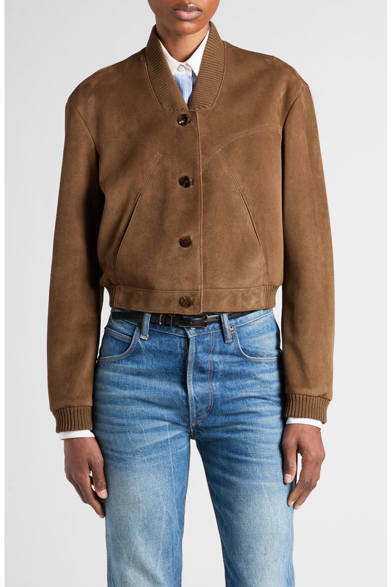 Velvety Suede Jacket, Main, color, KHAKI