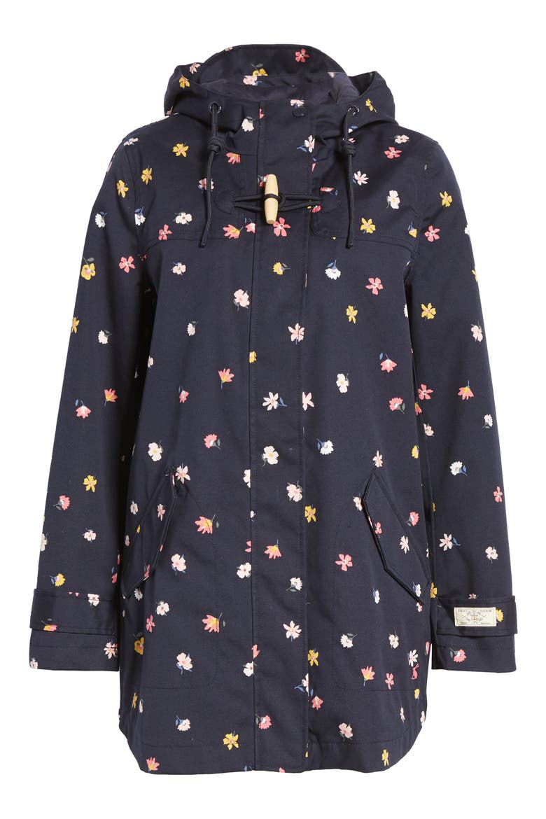 Coast Waterproof Floral Hooded Raincoat, Alternate, color, NAVY DITSY