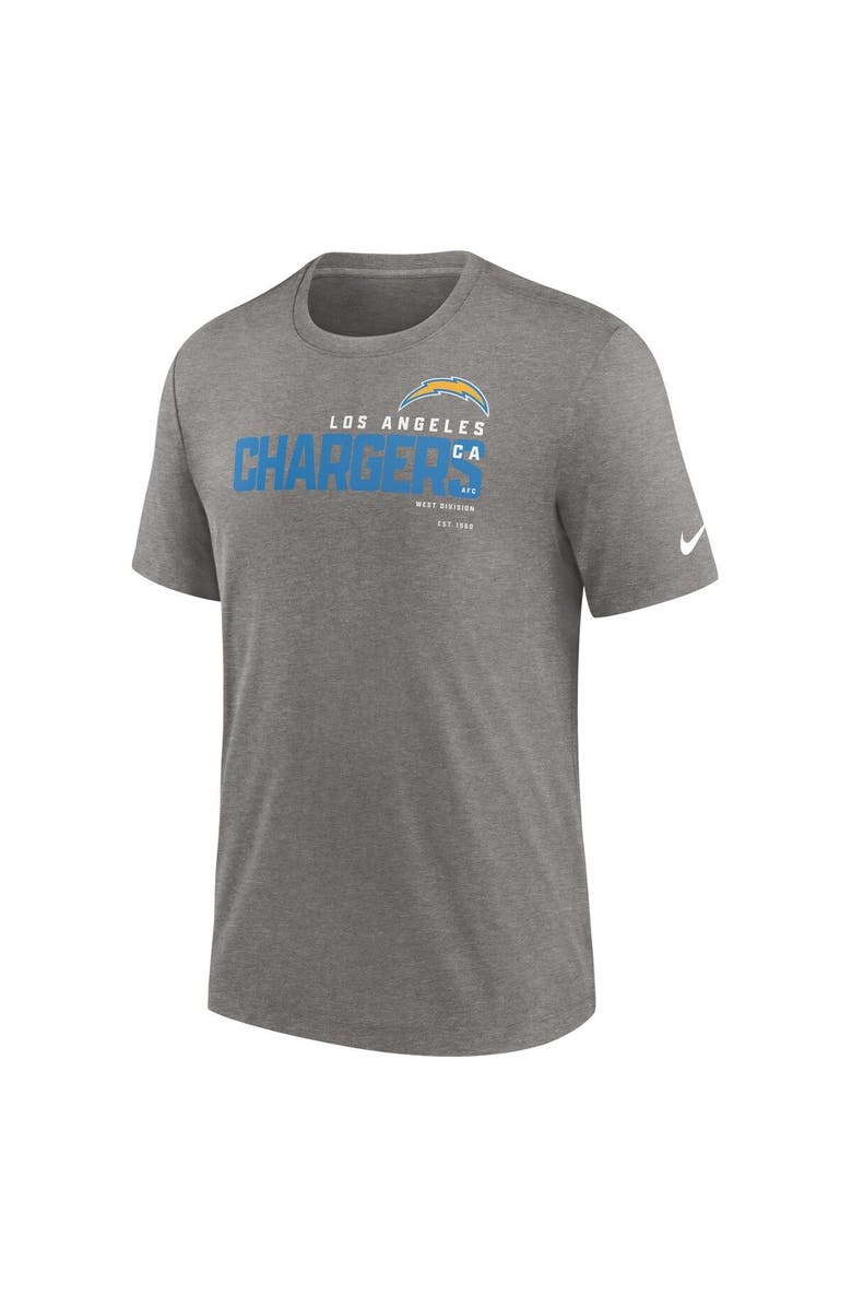 Nike Men's Nike Heather Charcoal Los Angeles Chargers Team Tri-Blend T-Shirt, Alternate, color, Heather Charcoal