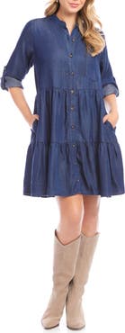 Karen Kane Tiered Denim Shirtdress
