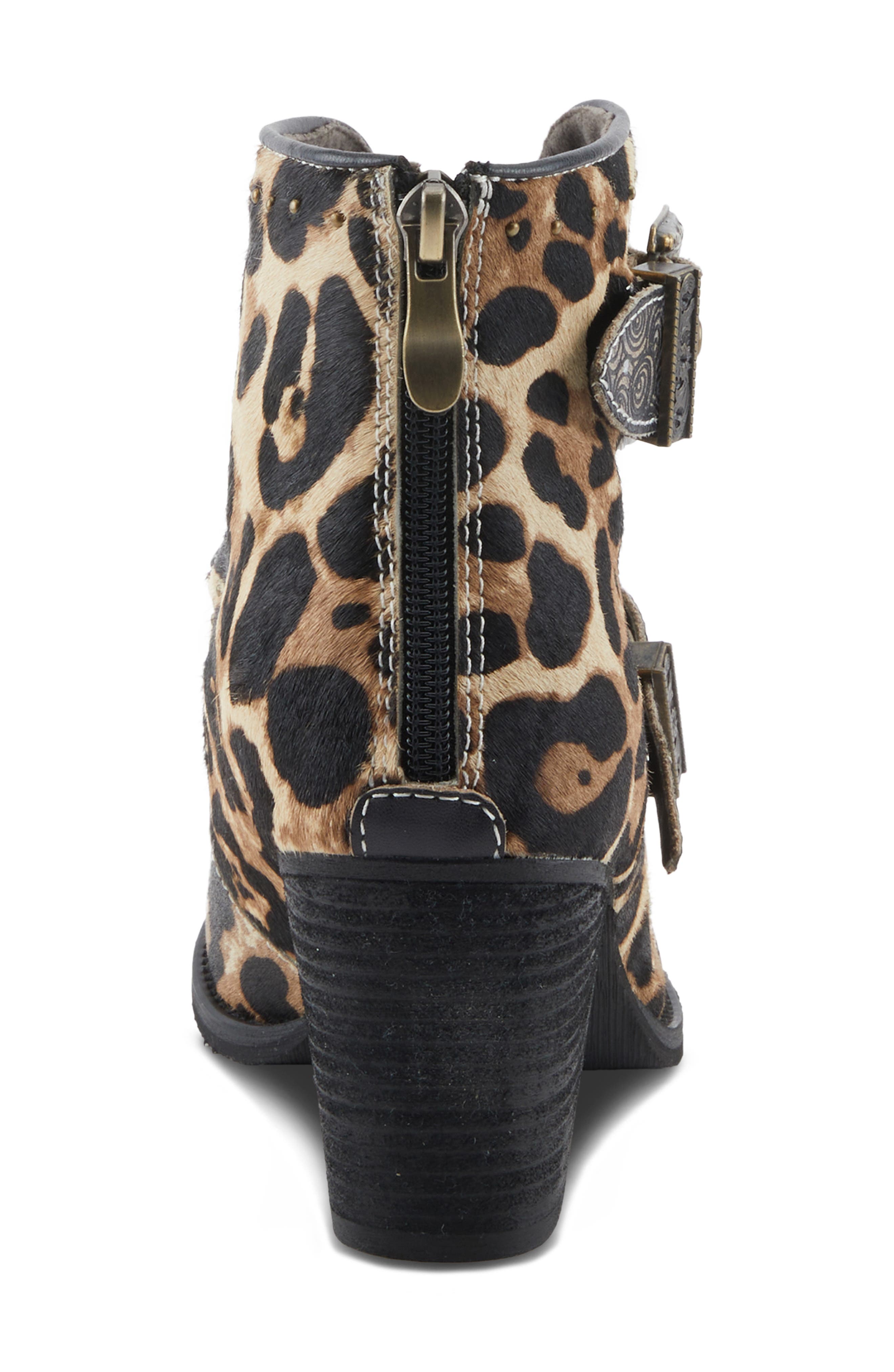 L'Artiste by Spring Step Leo Genuine Calf Hair Bootie, Alternate, color, Black/ Leopard Print Calf Hair