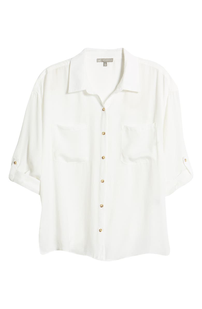 Wit & Wisdom Patch Pocket Crinkle Button-Up Shirt, Alternate, color,