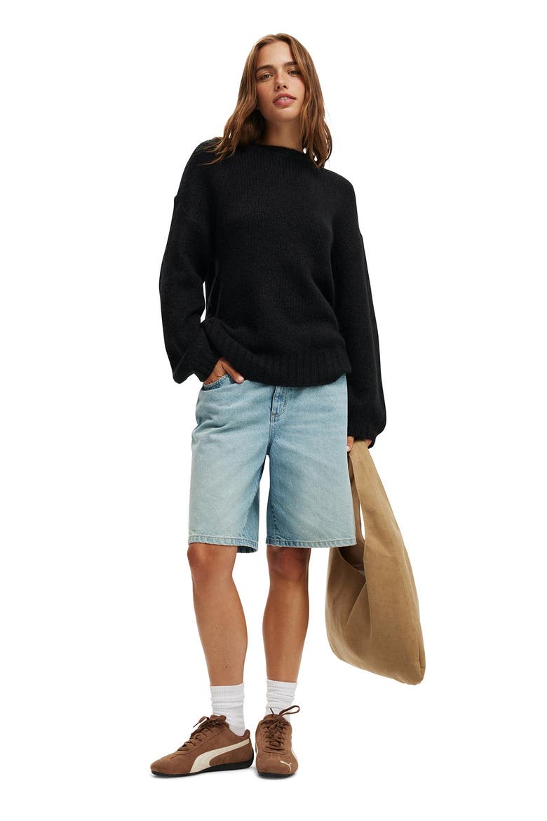 Women's Luxe Crew Sweater, Alternate, color, Black