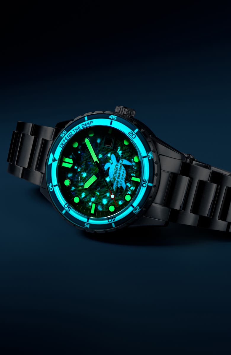 SPINNAKER x 4ocean Hass Sea Turtle Limited Edition Automatic Bracelet Watch, 43mm, Alternate, color, 