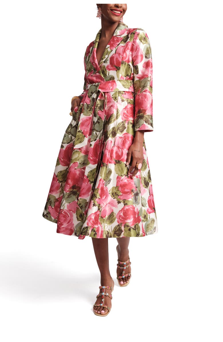 Frances Valentine Lucille Wrap Dress Pretty Peonies, Main, color, 