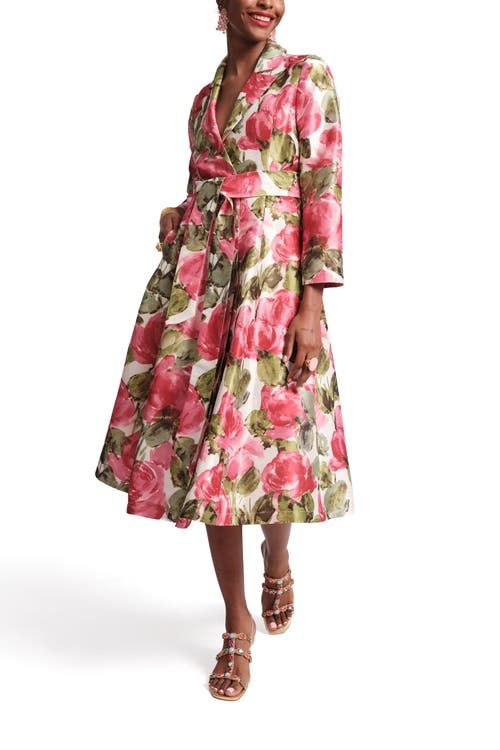 FRANCES VALENTINE FRANCES VALENTINE LUCILLE WRAP DRESS PRETTY PEONIES 