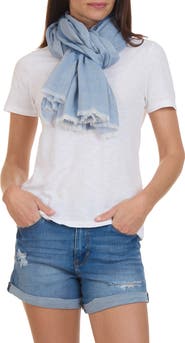 Vince Stripe Cotton Gauze Scarf