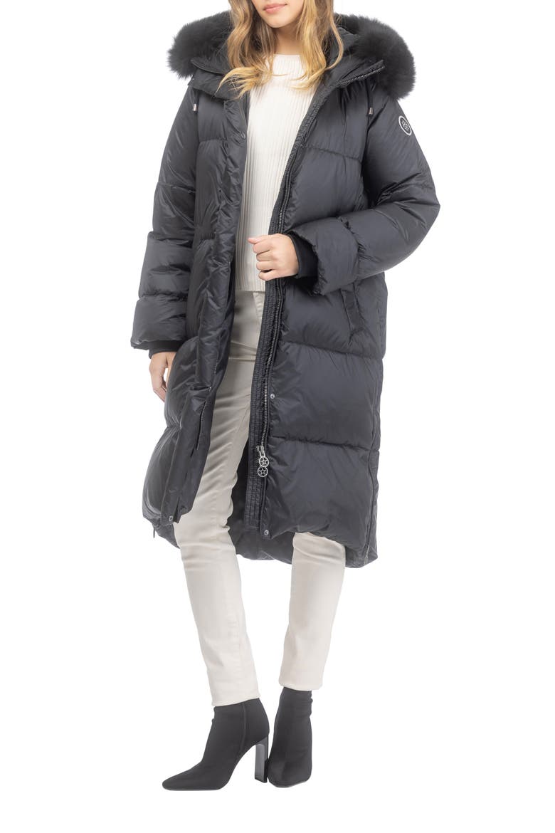 Apres-Ski Long Parka with Detachable Toscana Lamb Hood Trim, Alternate, color, Black/Black