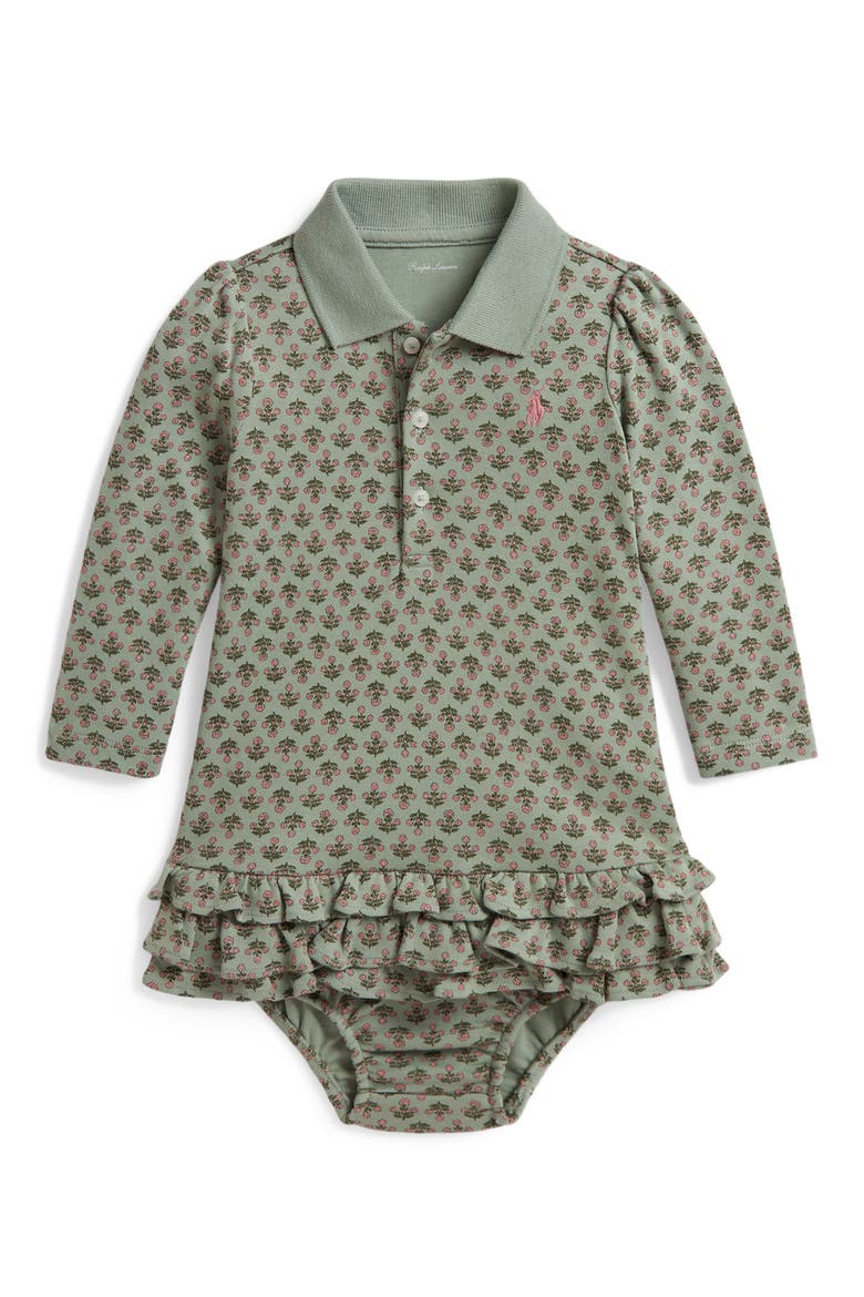 Kids' Long Sleeve Polo Dress, Main, color, ROSEMUND GARDEN
