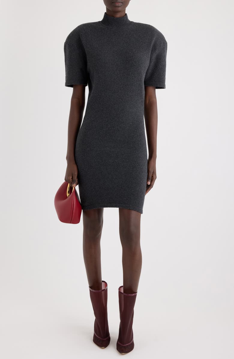 Jacquemus La Robe Maille Castagna Short Sleeve Sweater Dress, Alternate, color, Dark Grey