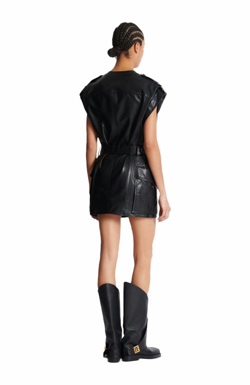 Balmain Leather Belted Mini Dress