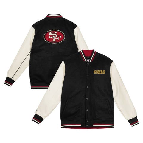 Youth Mitchell 
Ness Black/Cream San Francisco 49ers Full-Snap Varsity Jacket