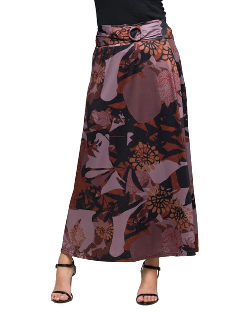 Floral Print Maxi Skirt with Buckle Waist