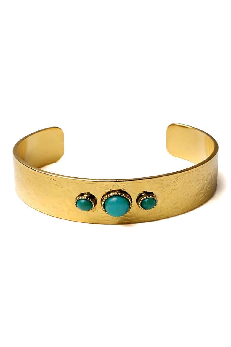 Hammered Circle Cuff Bracelet, Main, color, TURQUOISE