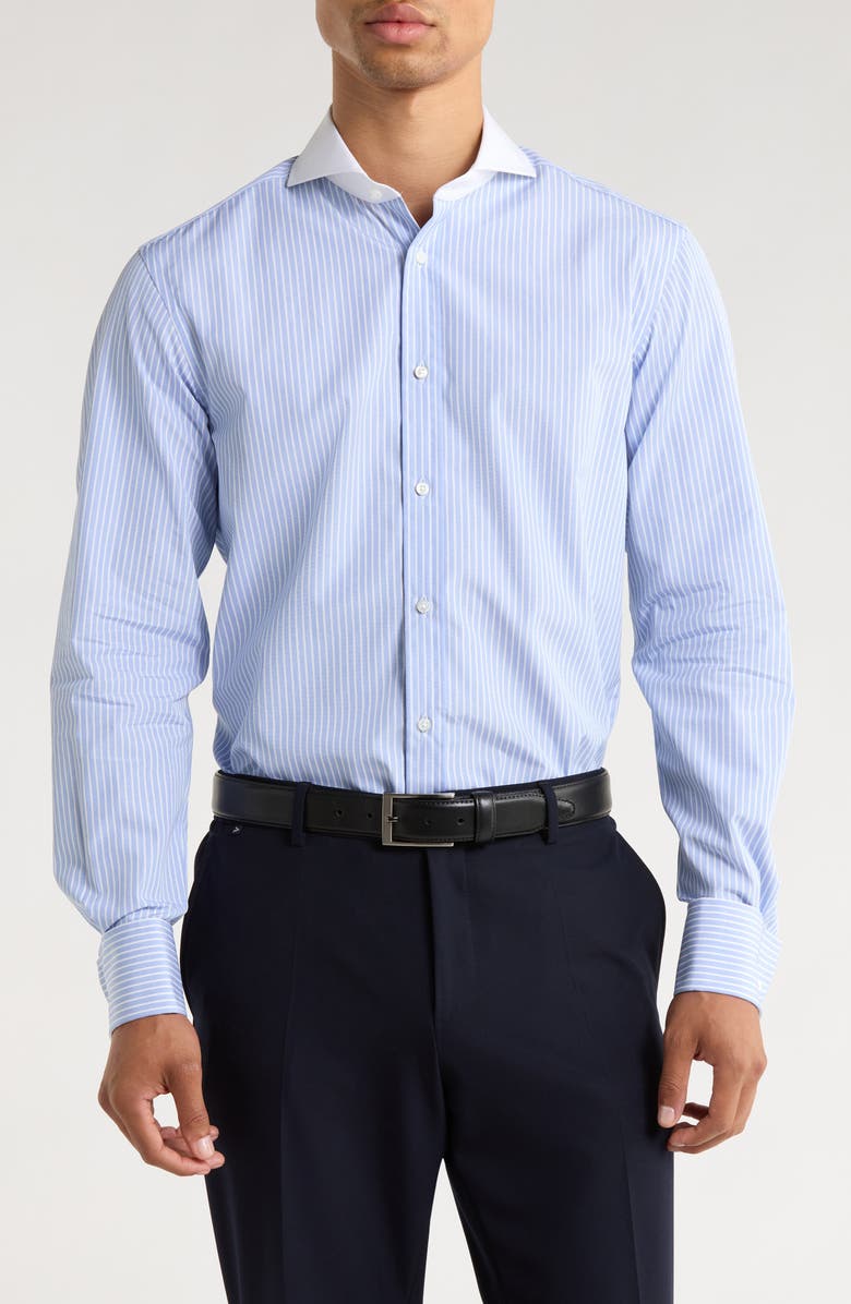 Ralph Lauren Purple Label Stripe End on End Cotton Button-Up Shirt, Main, color, Blue