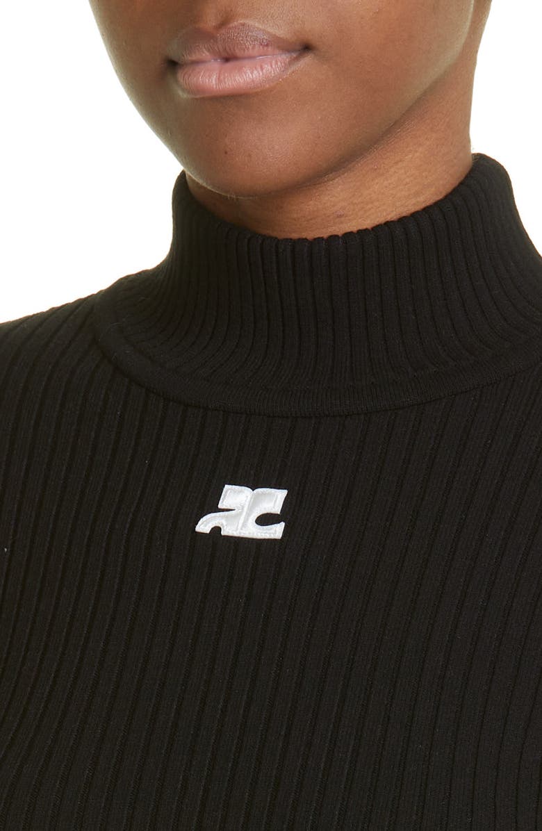 Courrèges Mock Neck Rib Sweater, Alternate, color, Black