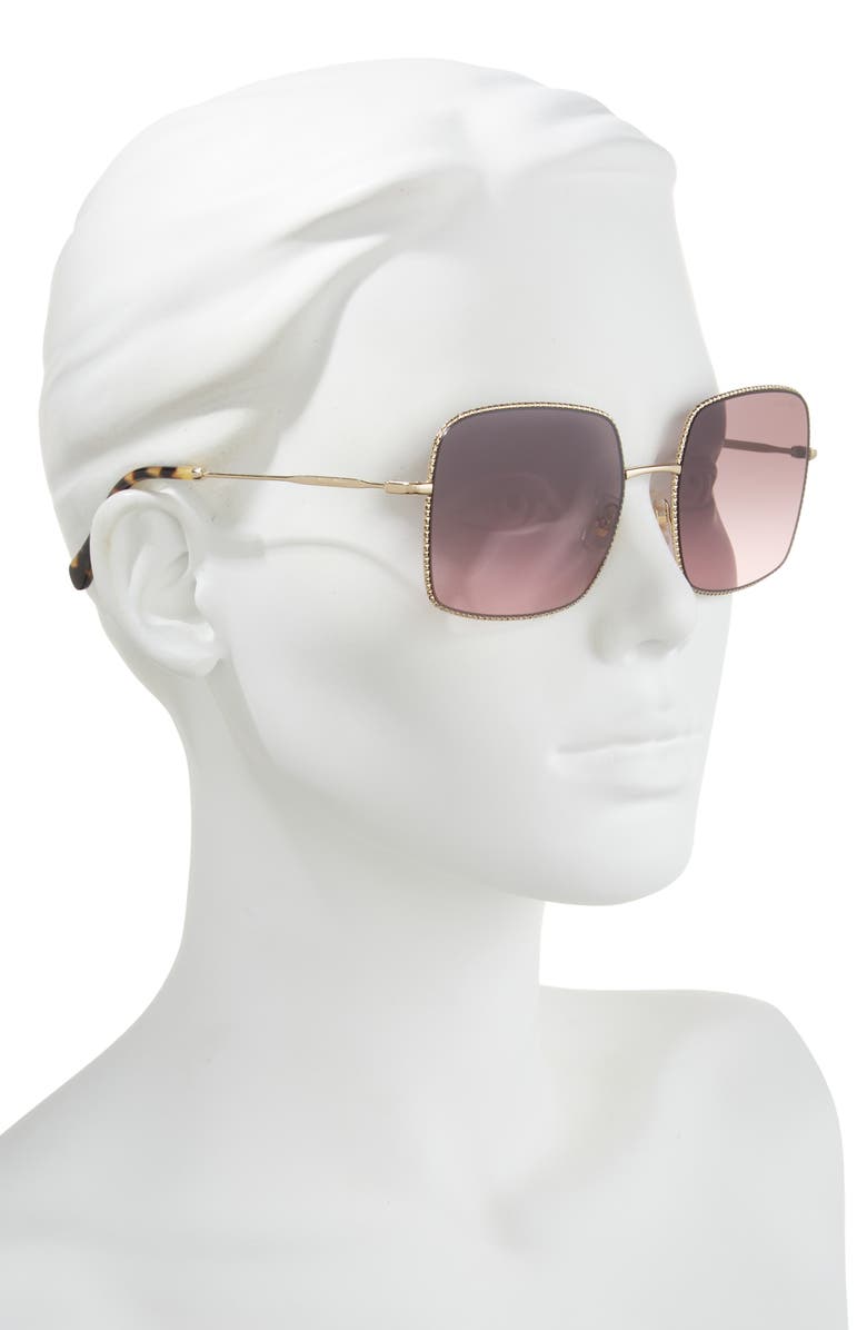 Miu Miu 56mm Gradient Rectangular Sunglasses, Alternate, color, Pale Gold