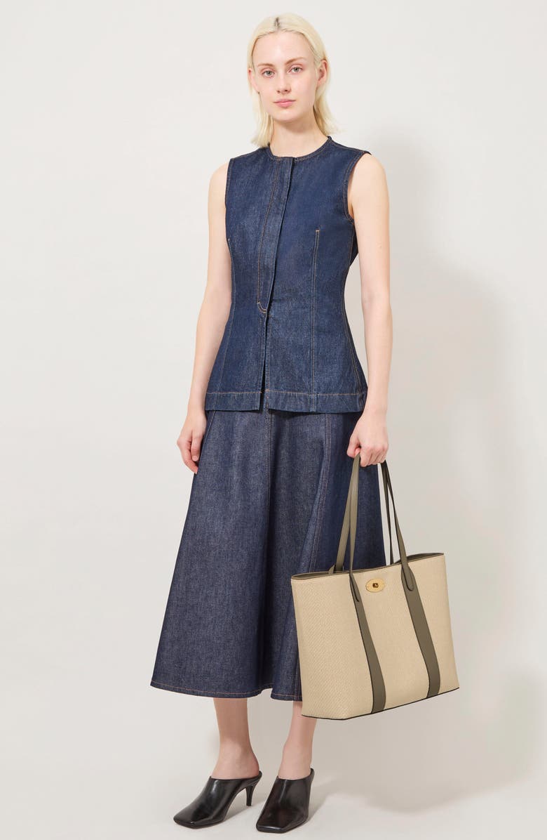 Mulberry Bayswater Raffia & Leather Tote, Alternate, color, Linen Green/ Natural