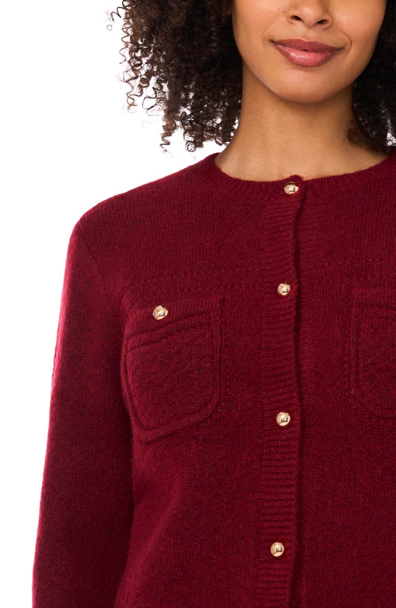 CeCe Patch Pocket Cardigan, Alternate, color, Earth Red