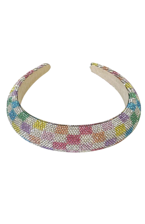 Rhinestone dark checkers headband