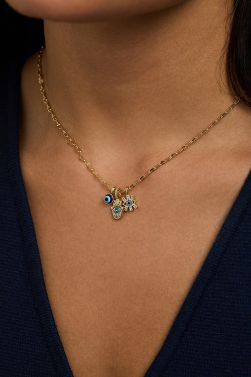 Alex And Ani Evil Eye Triple Charm Necklace In Gold