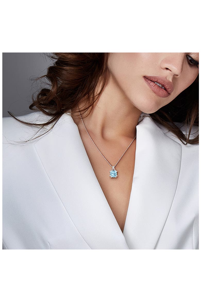 White Topaz & Semiprecious Stone Pendant Necklace, Alternate, color, BLUE
