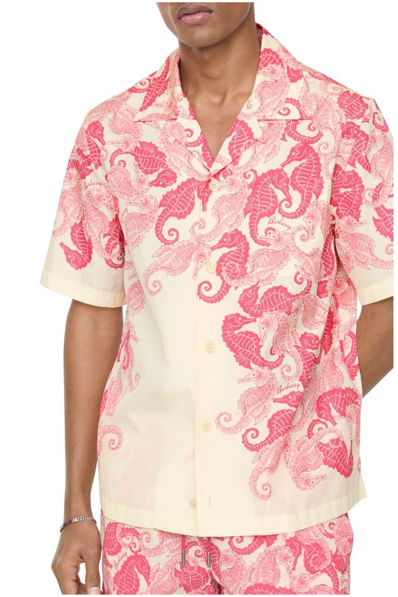 Relaxed Fit Seahorses Cotton Shirt, Main, color, Honeysuckle pink