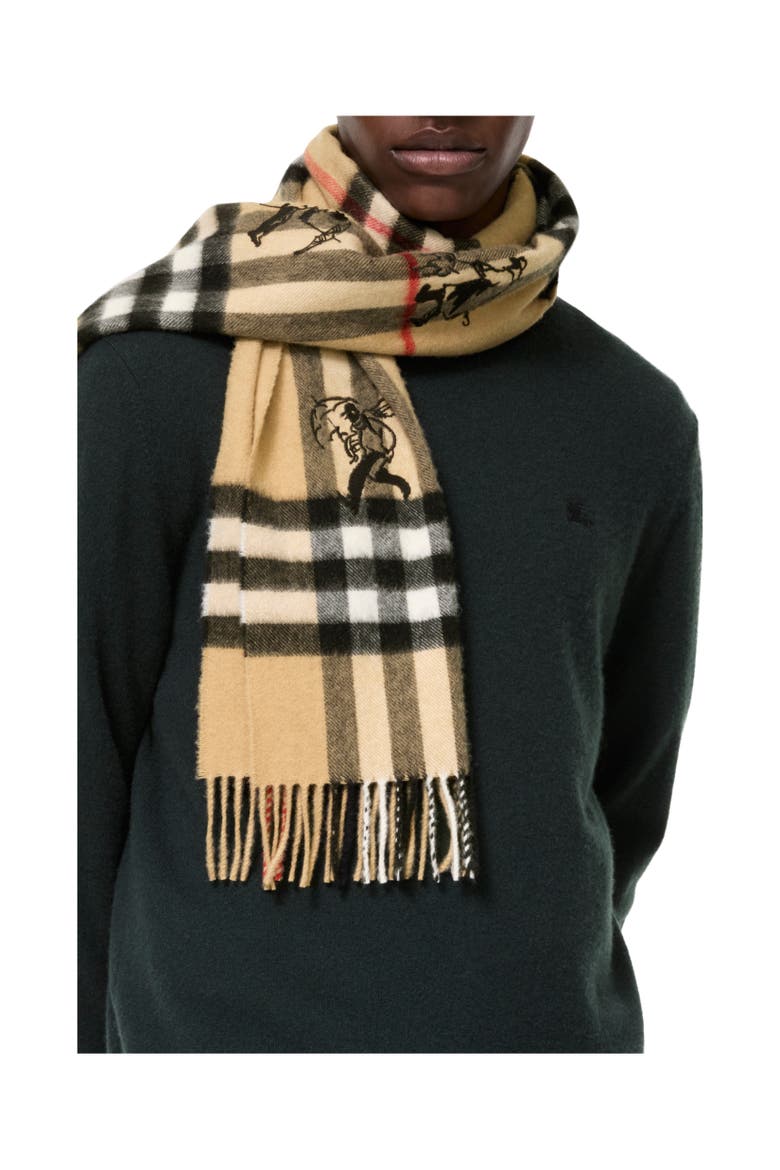 Check Mates Cashmere Scarf, Alternate, color, Archive beige