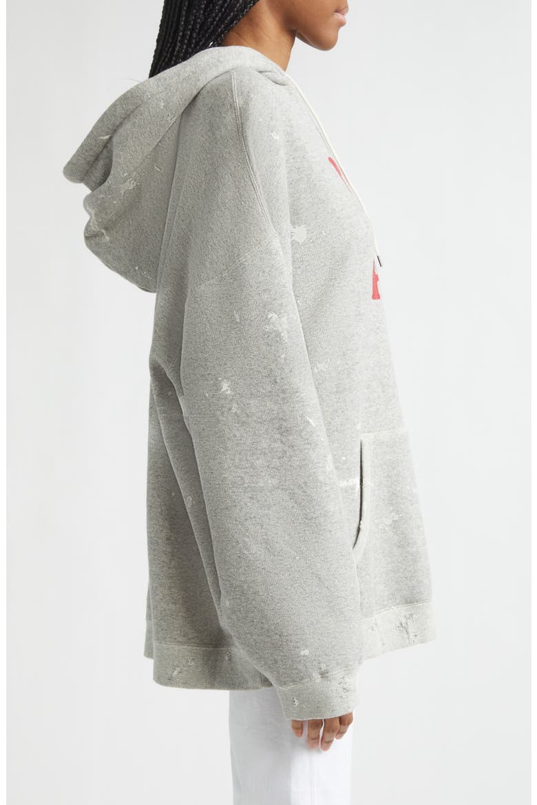 Not a Fan Paint Splattered Oversize Graphic Hoodie, Alternate, color, HEATHER GREY