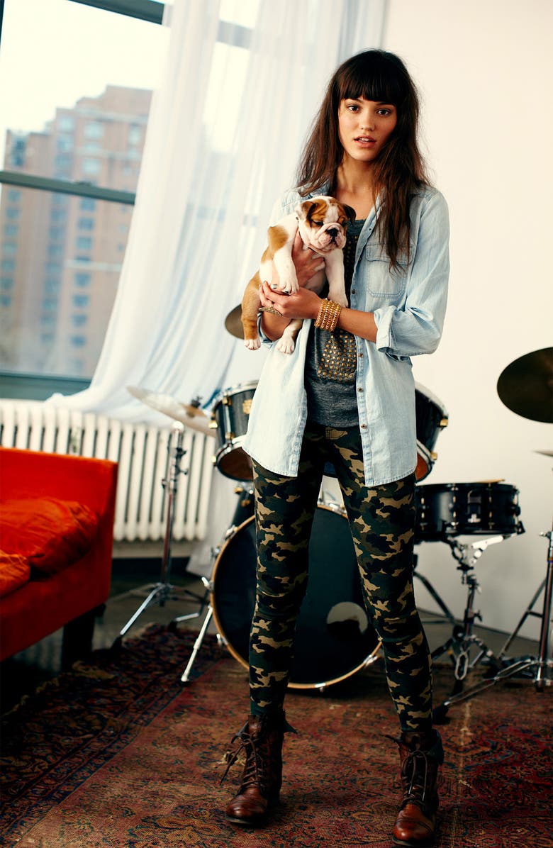 STS Blue See Thru Soul Camo Print Skinny Pants, Alternate, color, 