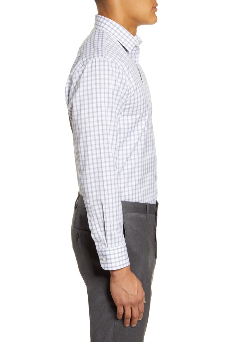 Men's Shop Smartcare Trim Fit Plaid Dress Shirt, Alternate, color, GREY SLEET