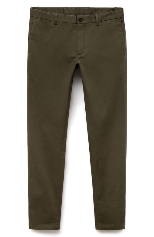 Mango Barna Slim Fit Stretch Twill Chino Pants In Green