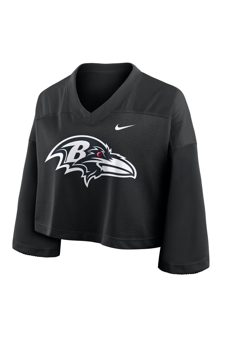 Women's Nike Black Baltimore Ravens Rewind Cropped Mesh Dri-FIT Fashion Jersey, Alternate, color, Black