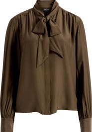 Madewell Tie Neck Long Sleeve Top