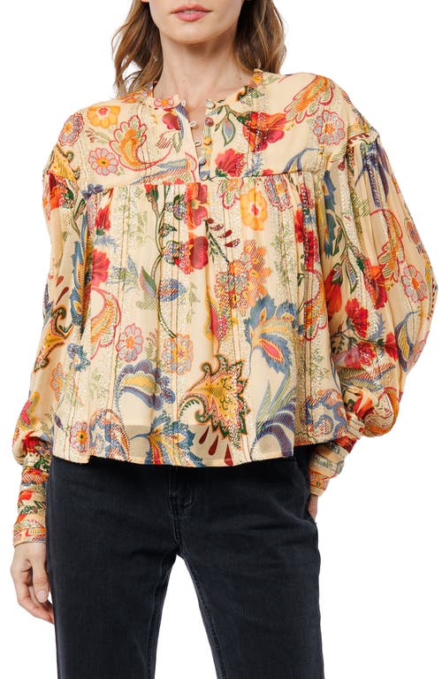 Ciebon Milena Metallic Balloon Sleeve Top In Multi