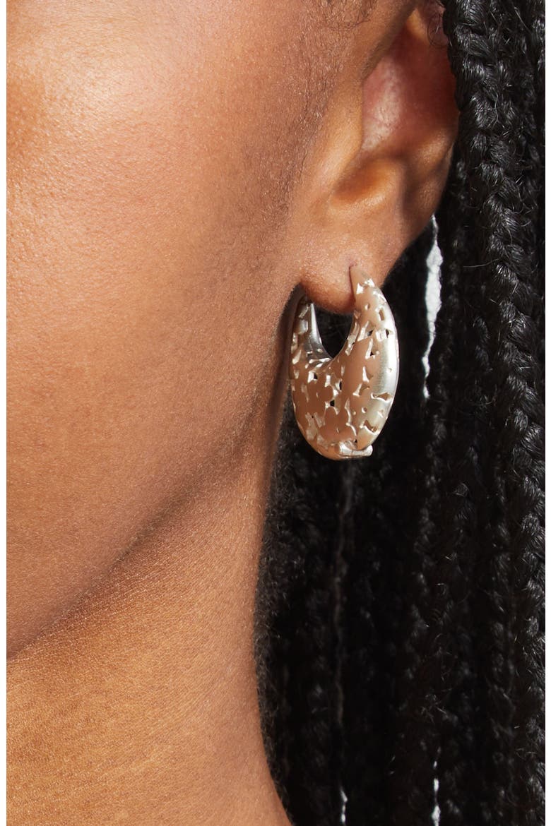 Lace Crescent Hoop Earrings, Alternate, color, SILVER