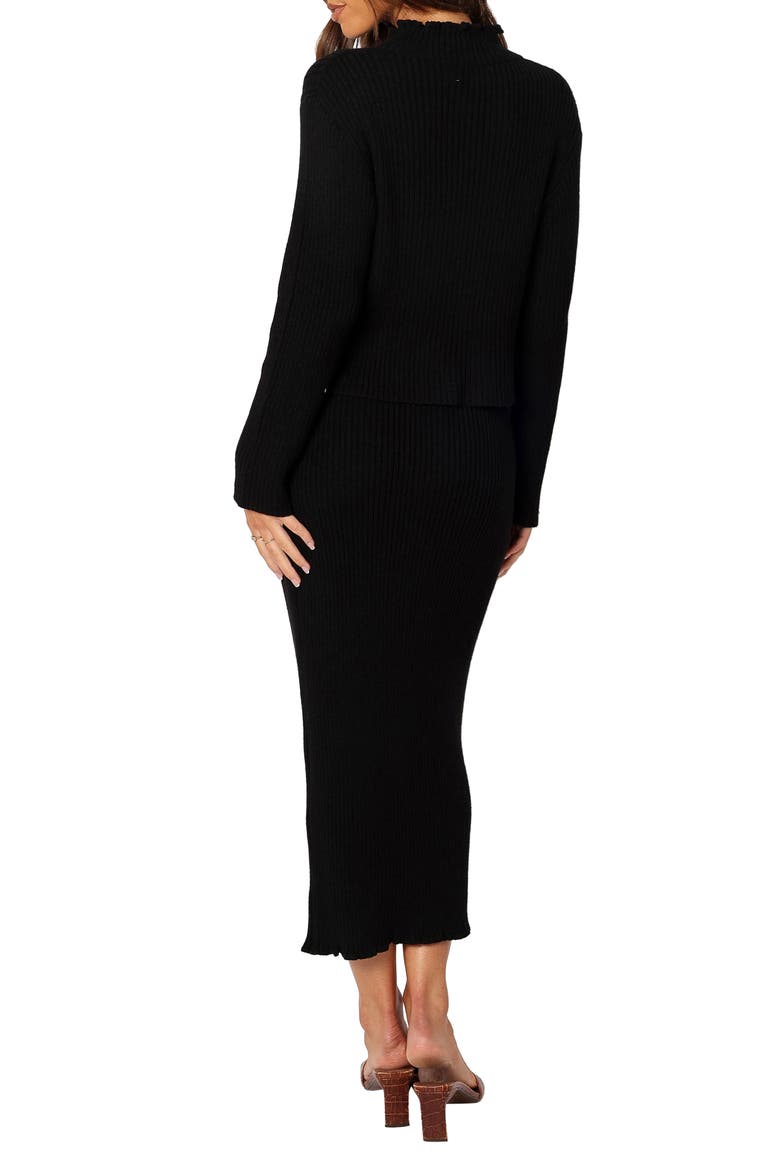 Payton Mock Neck Top & Maxi Skirt Rib Set, Alternate, color, BLACK