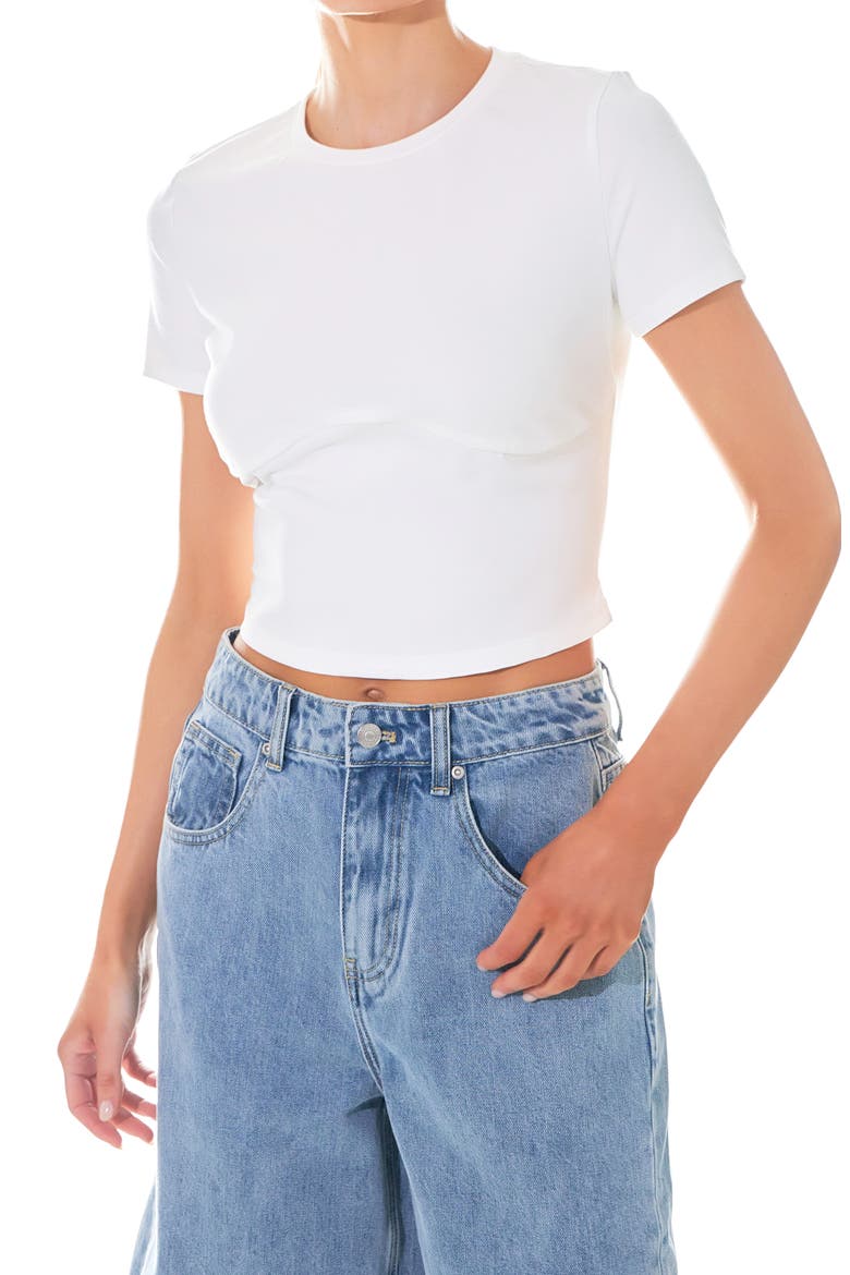 Crop Bustier T-Shirt, Alternate, color, WHITE