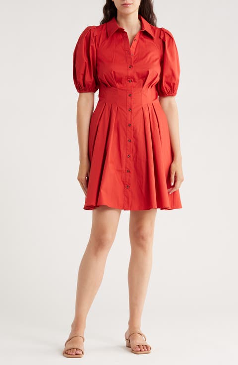 Puff Sleeve Cotton Shirtdress