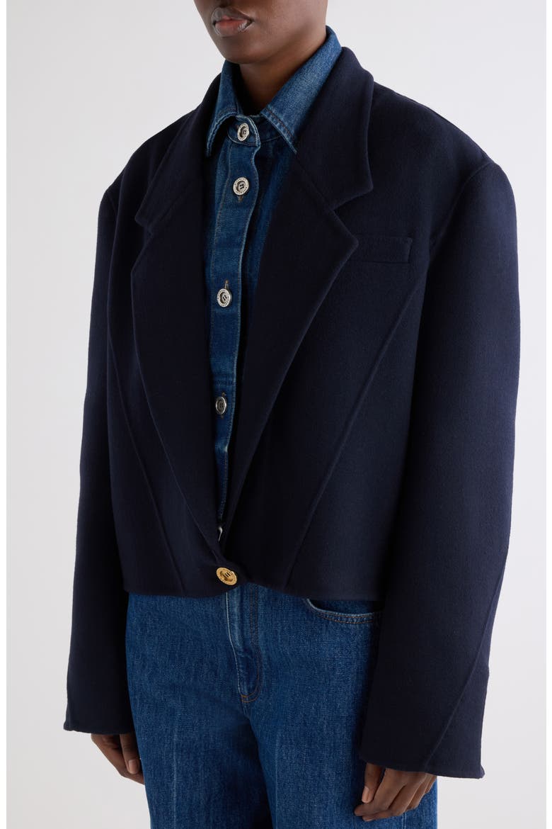 Cropped Wool & Cashmere Tailored Coat, Alternate, color, DARK NAVY