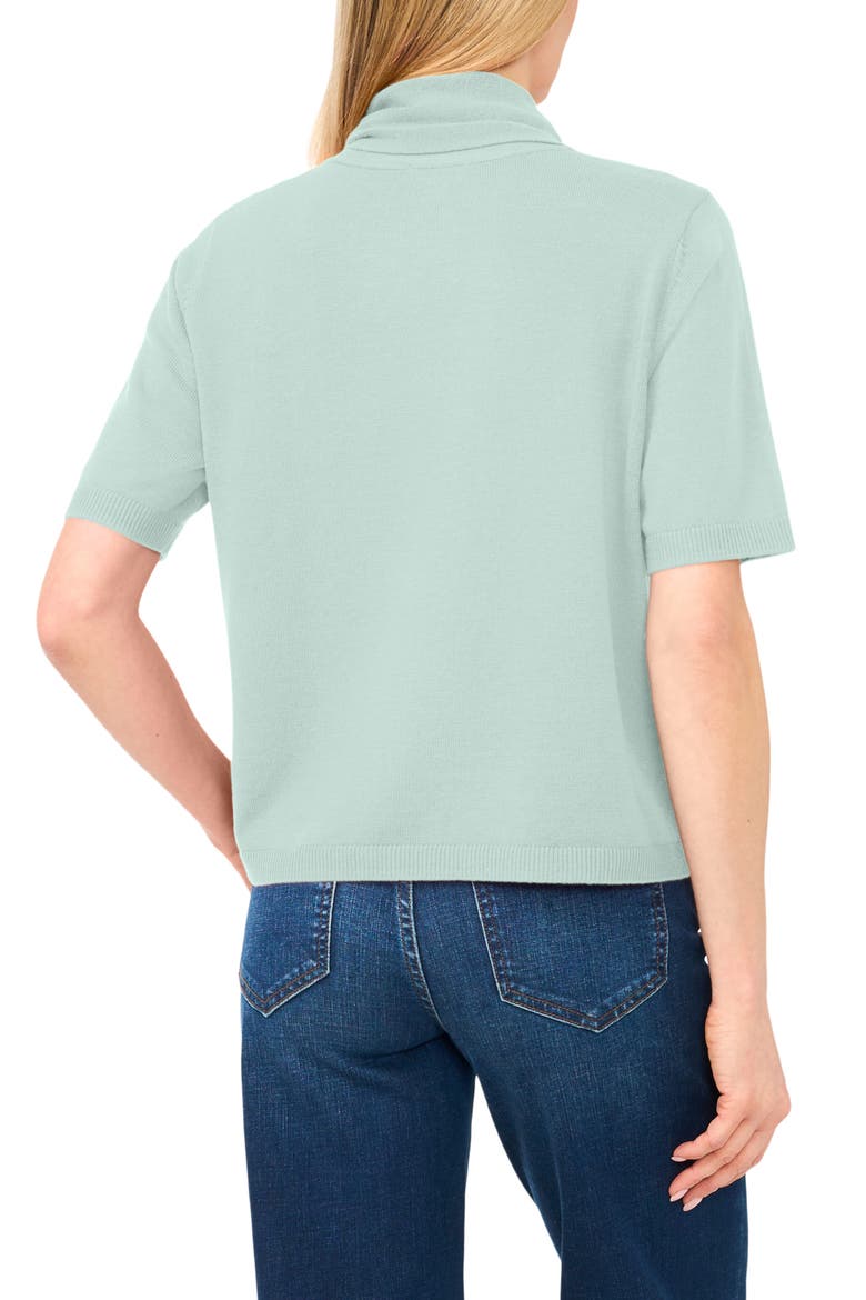 Tie Neck Short Sleeve Sweater, Alternate, color, MINT HINT