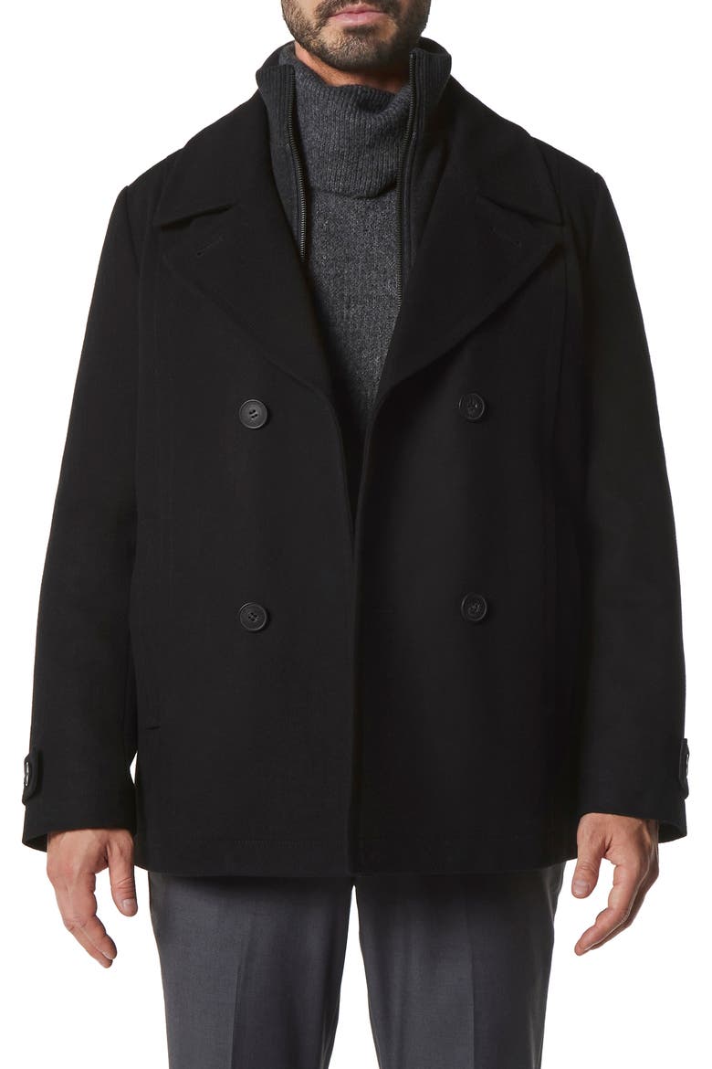 Danton Water Resistant Peacoat, Main, color, BLACK