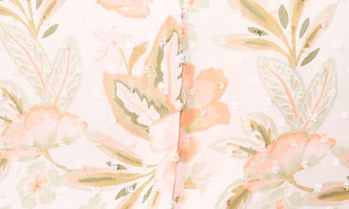 Cece Floral Double Flutter Button-up Top In Neutral