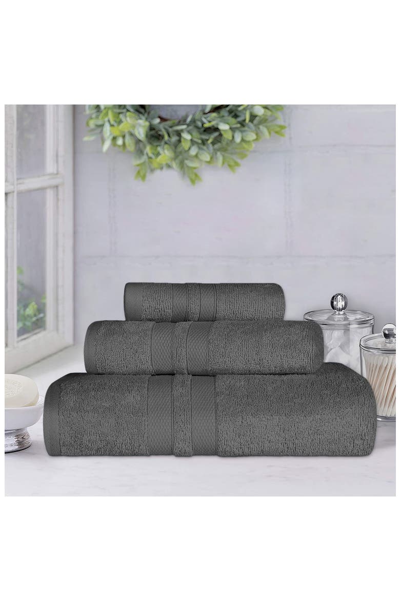 3-Piece Turkish Cotton Towel Set, Alternate, color, CHARCOAL