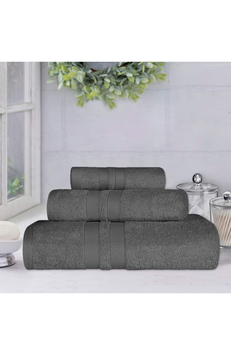 Superior 3-Piece Turkish Cotton Towel Set, Alternate, color, Charcoal