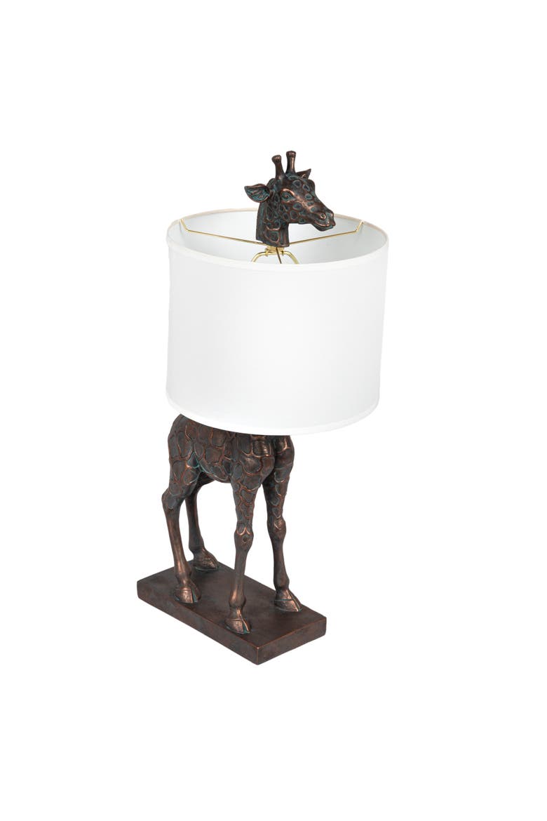 Giraffe Table Lamp with Linen Shade, Bronze Finish, Main, color, Bronze
